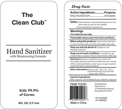 Image Of Label (The Clean Club Hand Sanitizer 237 mL 62)